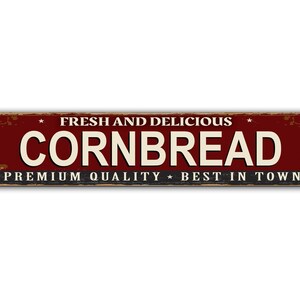 Cornbread Street Sign BBQ Premium Quality Slow Smoked Barbecue Vintage Retro Rustic Patio Home Décor Gift Metal Print Present
