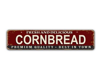 Cornbread Street Sign BBQ Premium Quality Slow Smoked Barbecue Vintage Retro Rustic Patio Home Décor Gift Metal Print Present