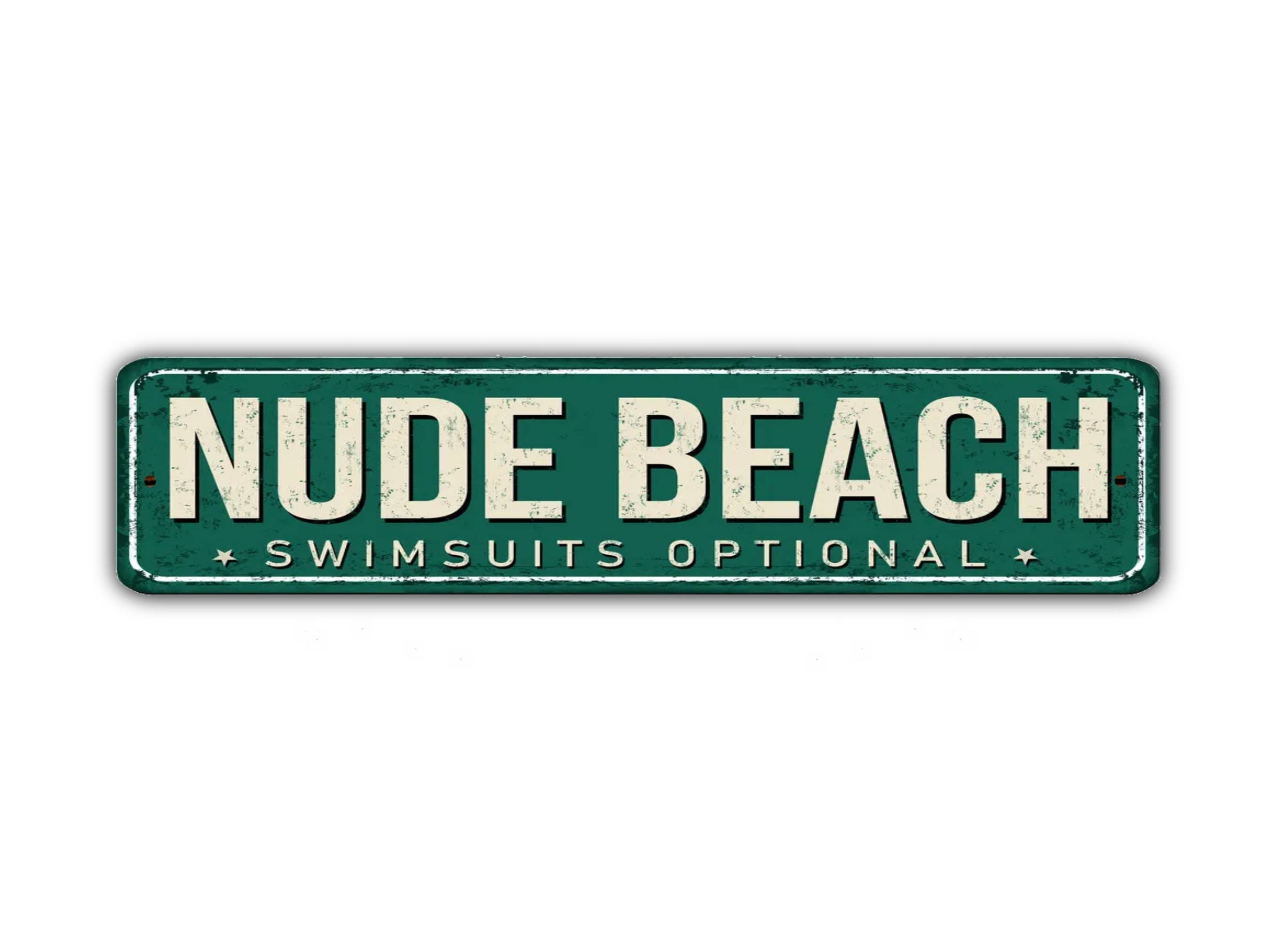 Nude Beach Metal Sign