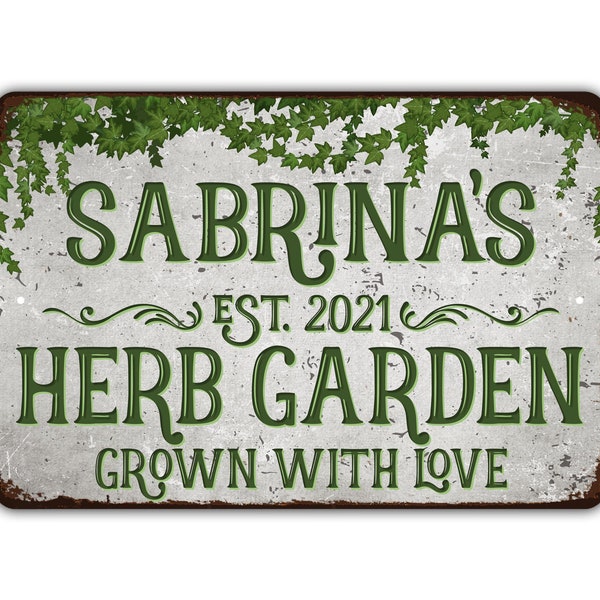 Custom Metal Herb Garden Sign Personalized Grown With Love
