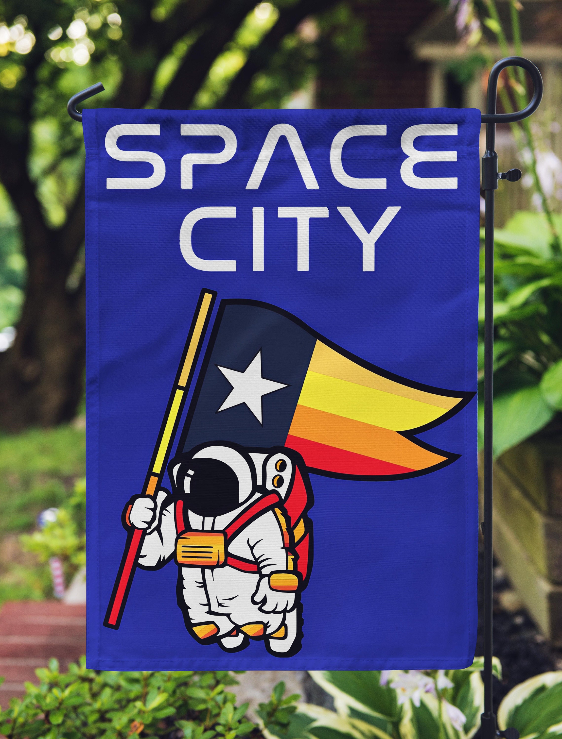 Houston Champ Texas Flag Astronaut Space City Graphic Custom Funny