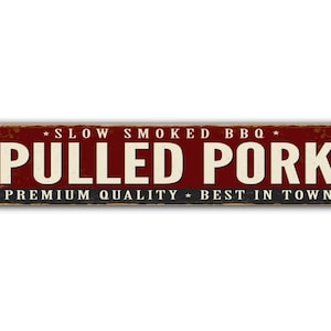 Pulled Pork Street Sign BBQ Premium Quality Slow Smoked Vintage Retro Rustic Patio Home Décor Gift Metal Print Present
