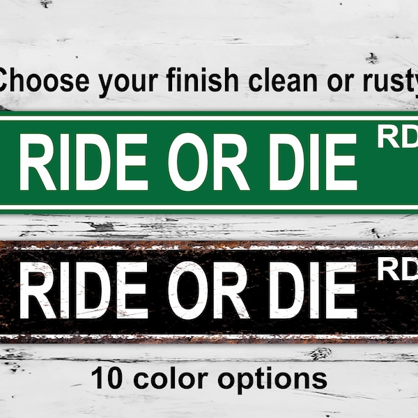 Ride or Die Street Sign Mother's Custom Personalized Gift Metal Print Highway Present