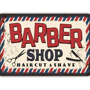 Barber Shop Sign Vintage Retro Rustic Patio Home Décor Gift Metal Print Present