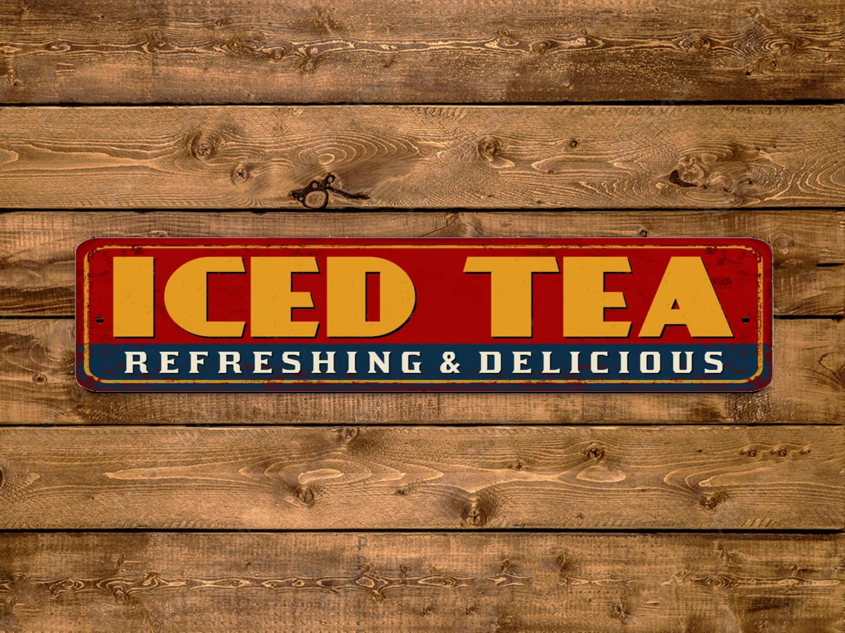 Vintage Iced Tea Sign Hot Cocoa Sweet Tea Time Vintage Metal Tin Signs