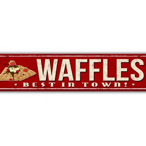 Waffles Street Sign Best In Town Breakfast Vintage Retro Rustic Patio Home Décor Gift Metal Print Present