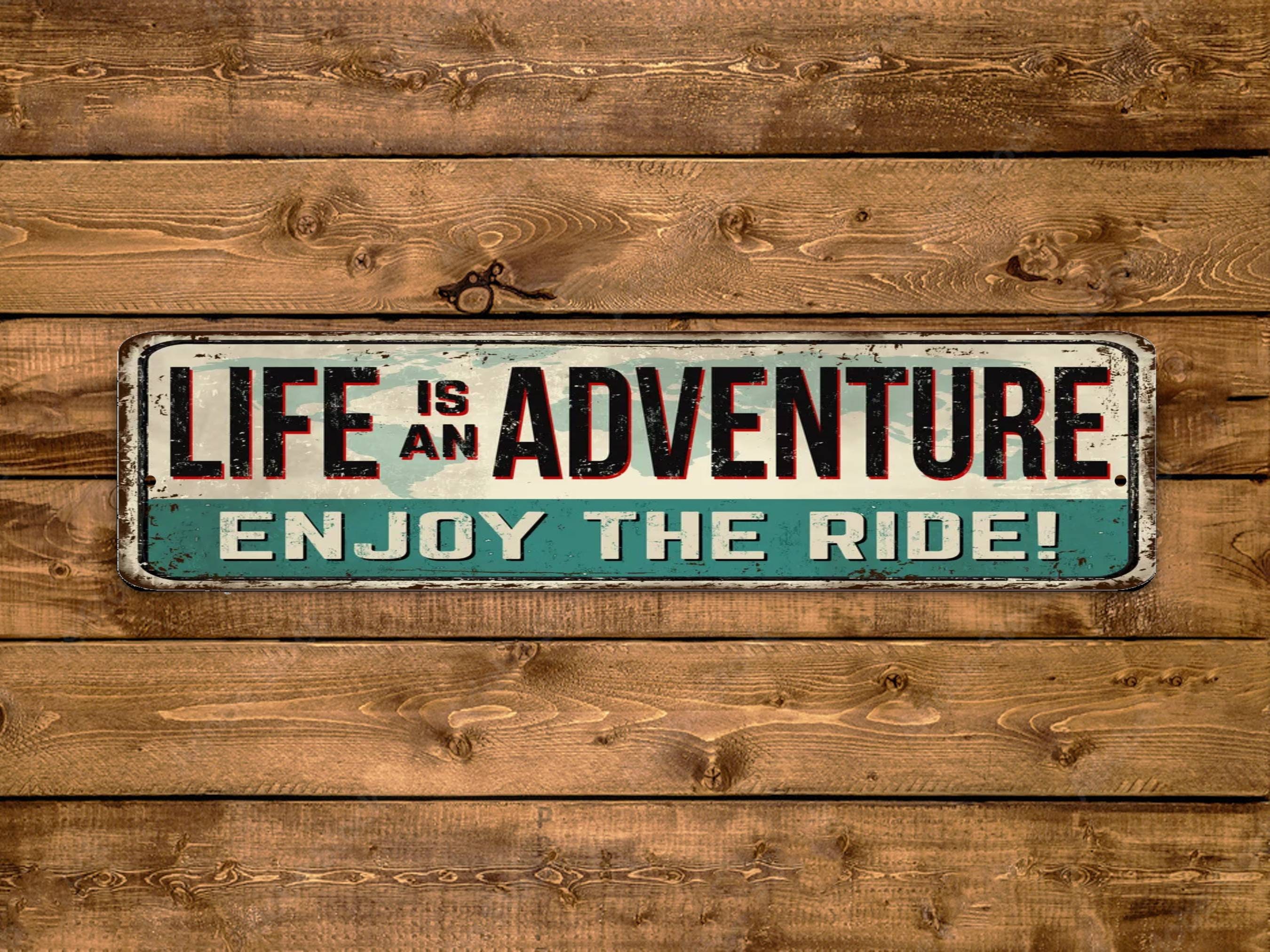 Rustic Enjoy Sign Life is an Adventure Enjoy the Ride Street Sign Vintage Retro Rustic ...