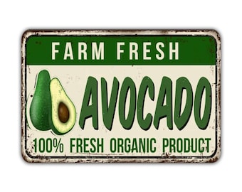 Farm Fresh Avocado Sign Vintage Retro Rustic Patio Home Décor Gift Metal Print Present