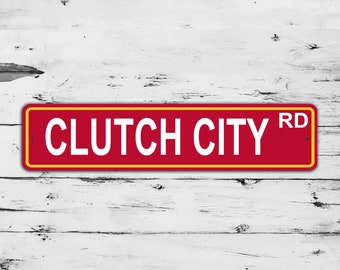 Clutch City Rd Street Sign Houston Texas Rockets Christmas Custom Personalized Gift Metal Print Highway Present