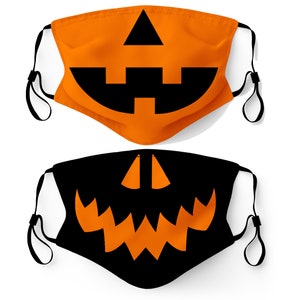 Pumpkin Halloween  Face Mask Made in USA Adult & Youth Filter Pocket Nose Wire Breathable Elastic Ear Loop Birthday Anniversary Gift Cosplay