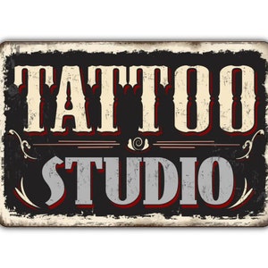 Tattoo Studio Sign Vintage Retro Rustic Patio Home Décor Gift Metal Print Present