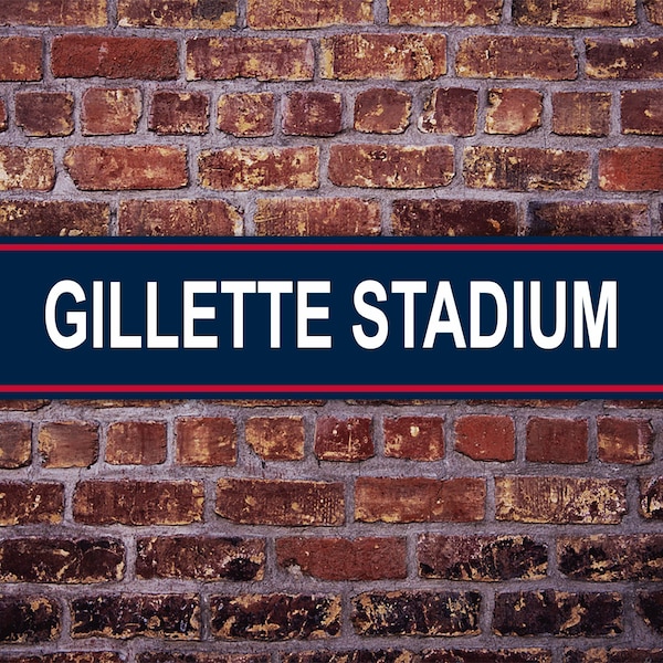 Gillette Stadium Street Sign New England Patriots Football Road Custom Personalized Gift Metal Print Highway Mother's  Present