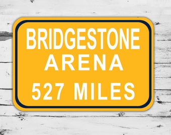 Custom Bridgestone Arena stadium Sign Nashville Predators Distance Miles Hockey Road Home Personalized Gift Highway Mother's