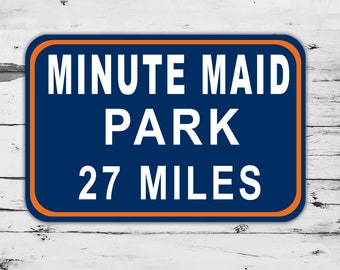 Panneau Minute Maid Park personnalisé Houston Astros Stadium Distance Miles Baseball Road Home Cadeau personnalisé Impression métallique