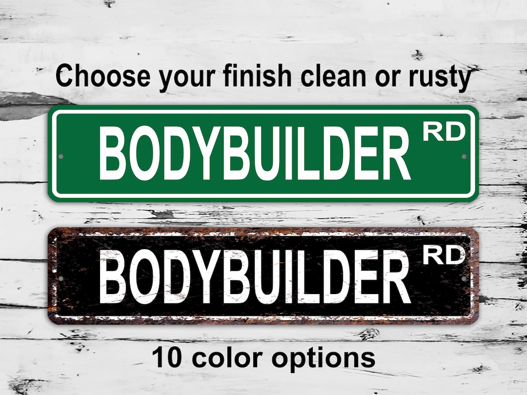 Muscle Building Sign Bodybuilder Street Sign Workout Weightlifting Custom Personalized Gift ...
