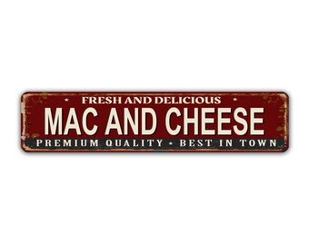 Mac And Cheese Street Sign BBQ Premium Quality Slow Smoked Vintage Retro Rustic Patio Home Décor Gift Metal Print Present