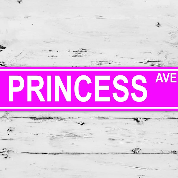 Princess Ave Street Sign Custom Name Personalized Gift Metal Print Present Child Gift Mother's Day