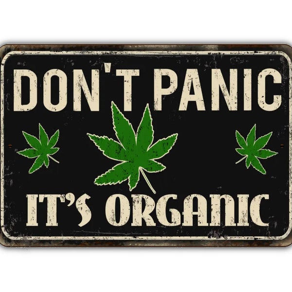 Don't Panic It's Organic Sign Vintage Retro Rustic Patio Home Décor Gift Metal Print Present