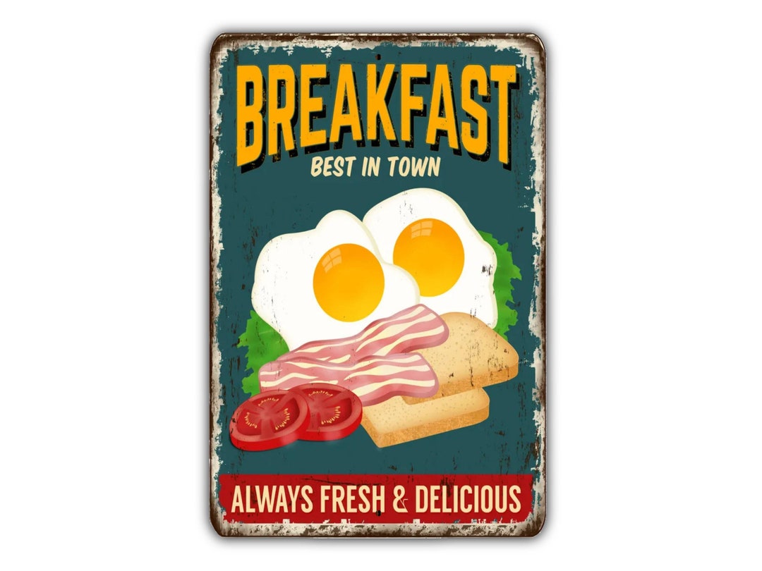 Breakfast Metal Sign Best in Town Vintage Retro Rustic Patio Home Décor ...
