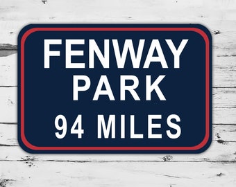 Panneau personnalisé Fenway Park Boston Red Sox Distance miles Baseball Road maison cadeau personnalisé impression sur métal autoroute cadeau de la mère