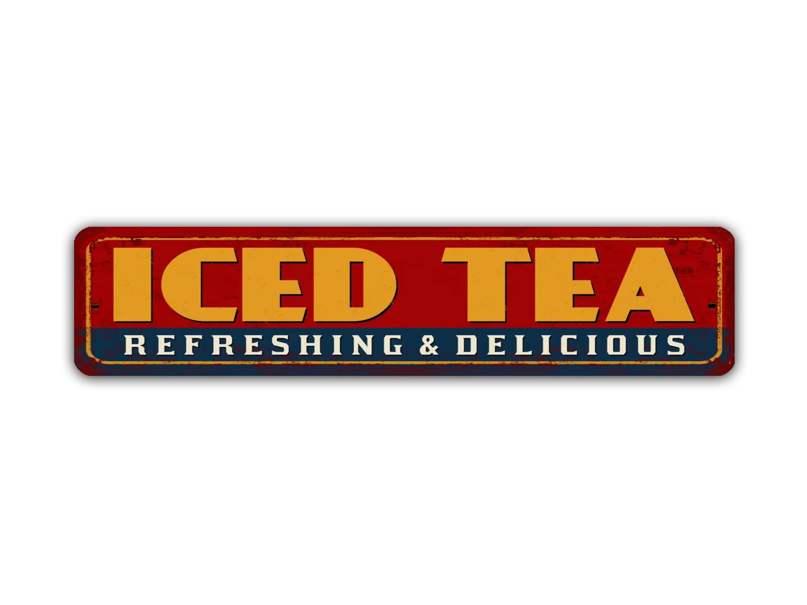 Vintage Iced Tea Sign Hot Cocoa Sweet Tea Time Vintage Metal Tin Signs
