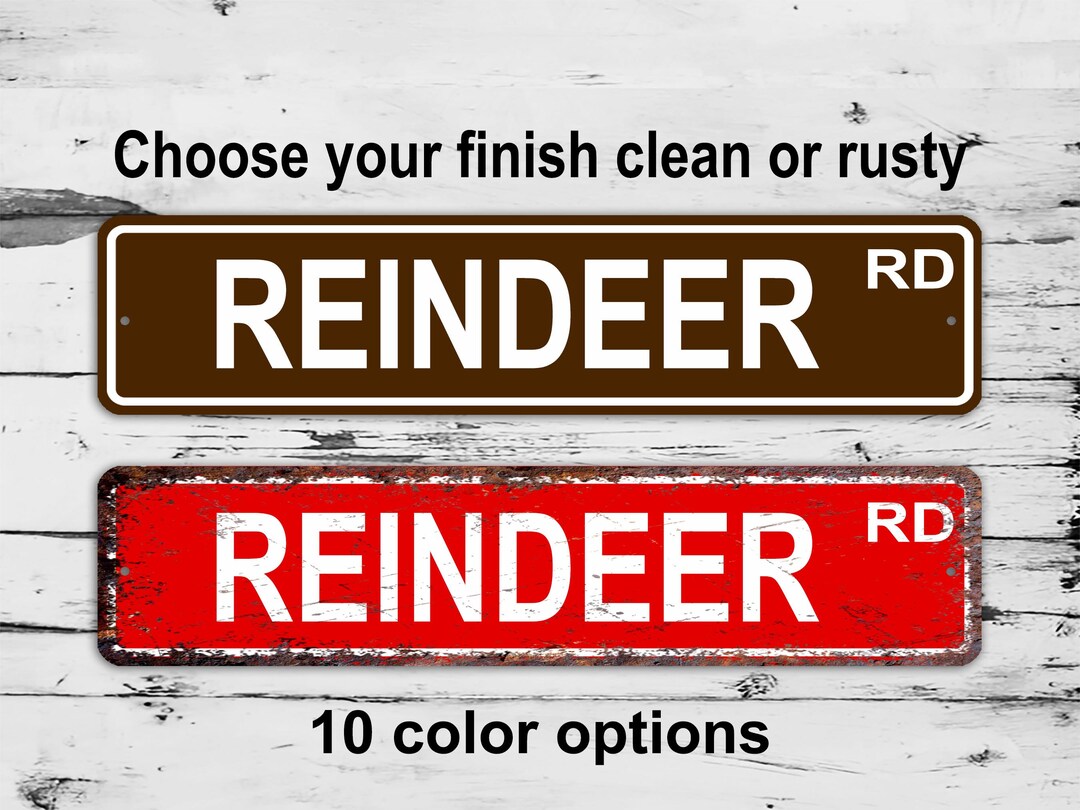 Reinder Sign Reindeer Street Sign Christmas Santa Claus Custom Personalized Gift ...