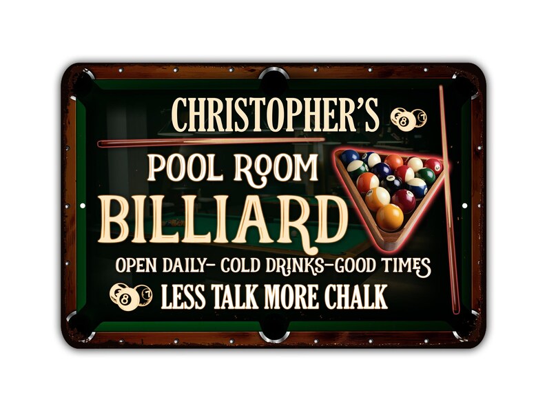 Custom Billiard Pool Table Sign Personalized Less Talk More Chalk - Etsy