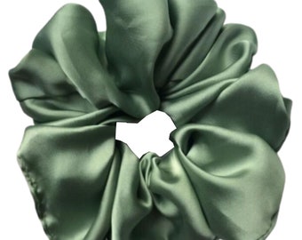 XL Large Green Scrunchies, Oversized Satin Scrunchie, Large, XL, Big, Scrunchy, Hair Ties, Bandana, Hair Accessories