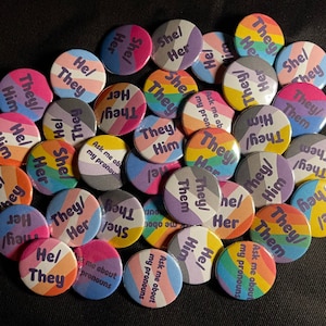 Small 25mm Pronoun Flag Badges | Pronoun Pins | Pride Flag Pronoun Badges | Flag Pins | Pride flags and Pronouns