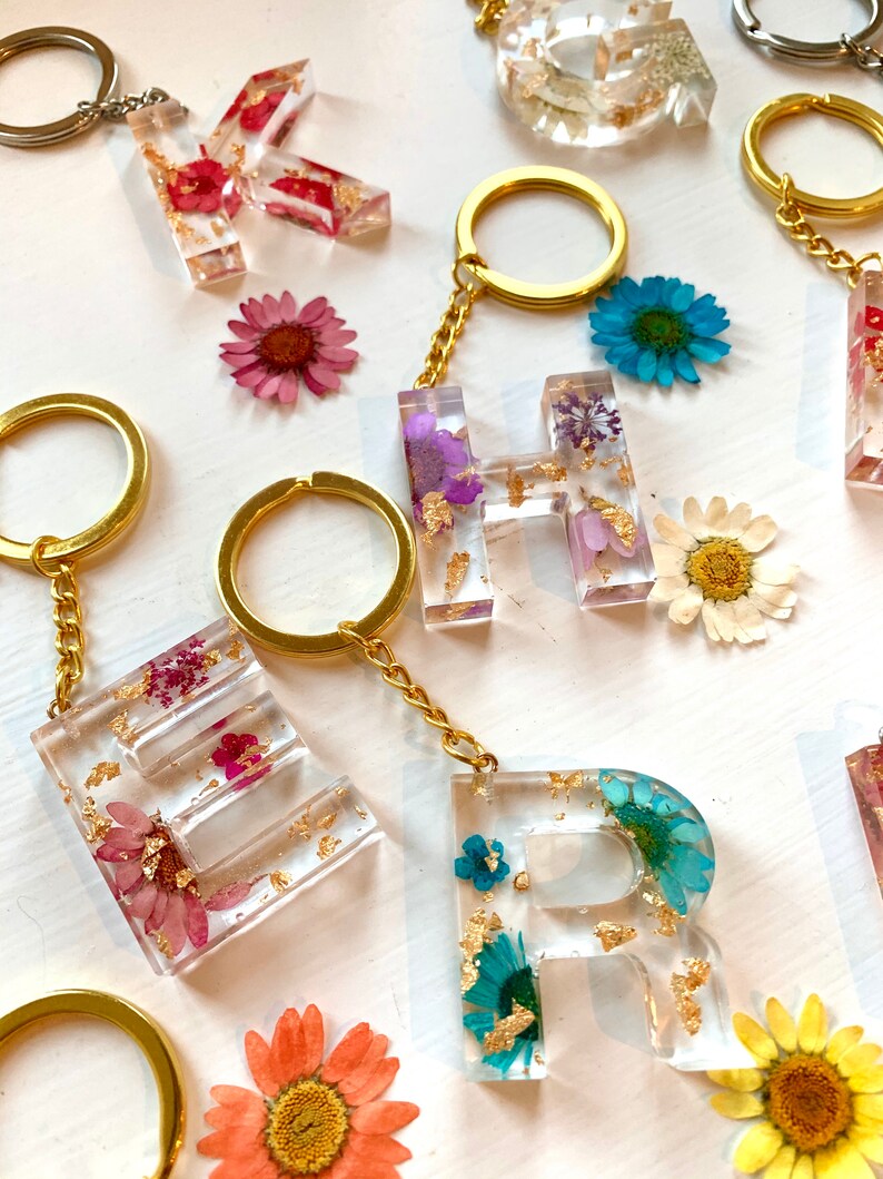 Custom Resin Flower Keyrings Custom Personalised Keyrings Etsy