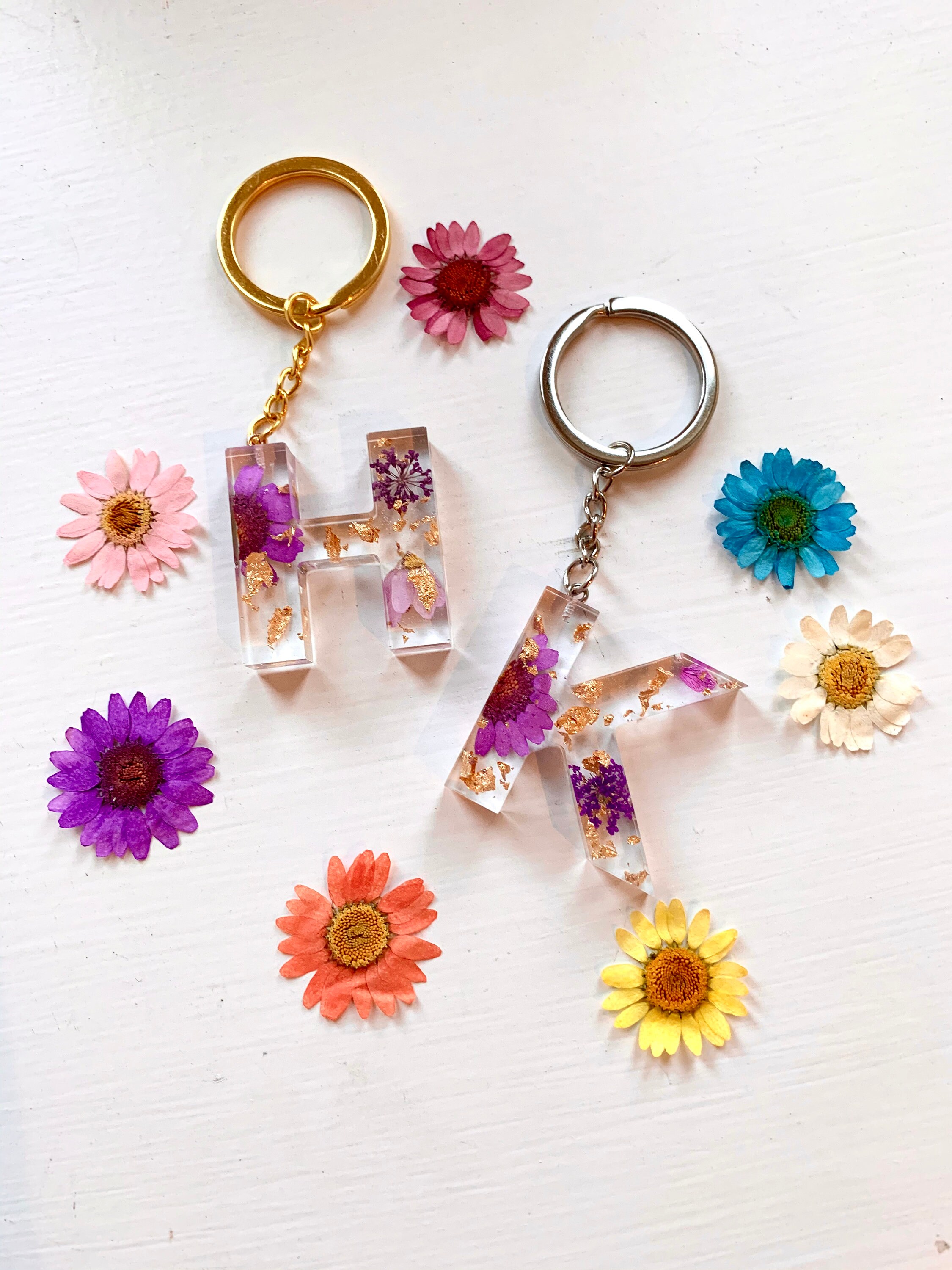 Custom Resin Flower Key rings Etsy