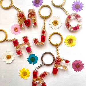 Custom Resin Flower Keyrings Custom Personalised Keyrings Gifts for Her Handmade Gifts Christmas Gift Spring Easter Gift Red