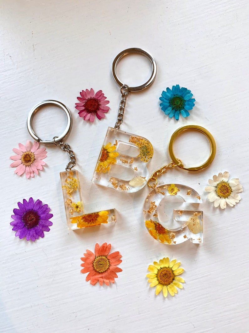Custom Resin Flower Keyrings Custom Personalised Keyrings Etsy