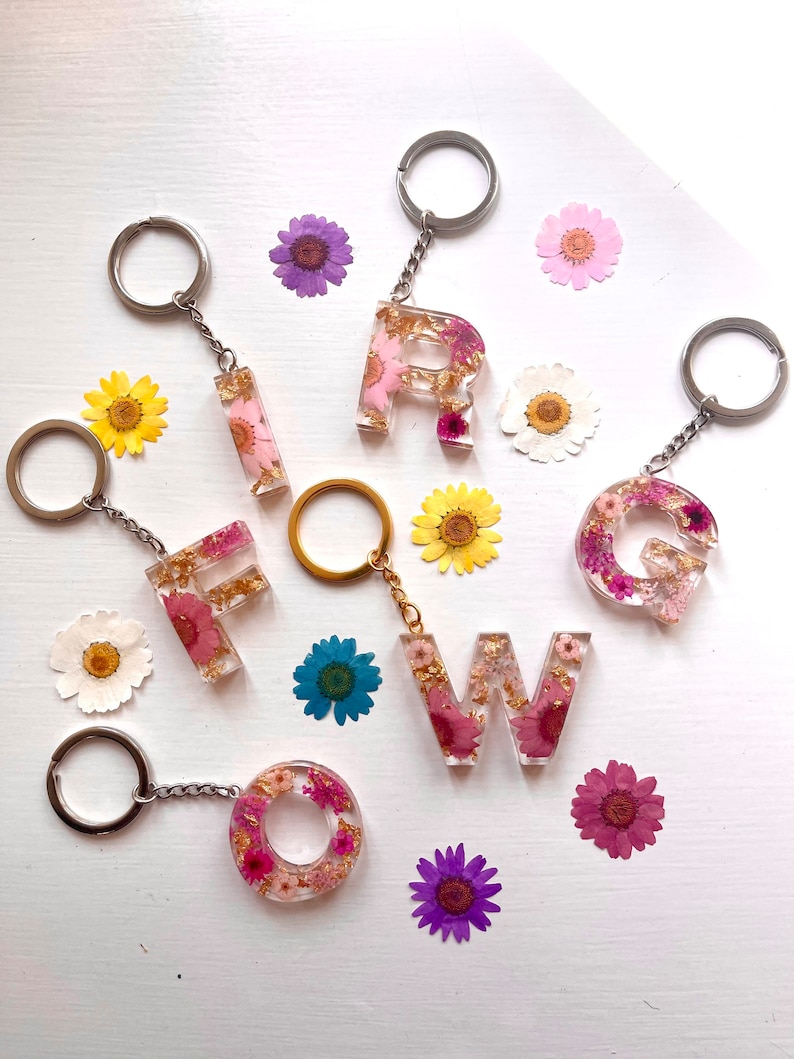 Custom Resin Flower Keyrings Custom Personalised Keyrings Gifts for Her Handmade Gifts Christmas Gift Spring Easter Gift Pink