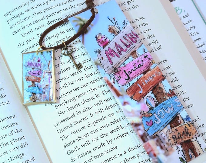 Inspirational Signpost Bookmark with Clay Charm, Book Lover Gift