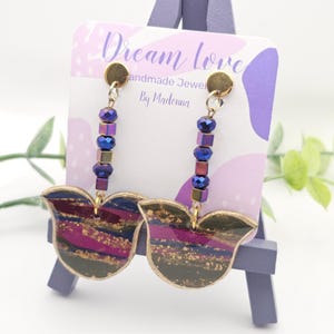 Handmade Clay Tulip Earrings: Burgundy Gold Boho Beaded Jewelry