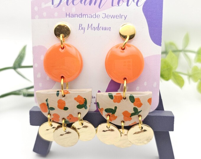 Hand-Painted Floral Earrings - Unique Boho Jewelry | Gold Leaf Art Earrings