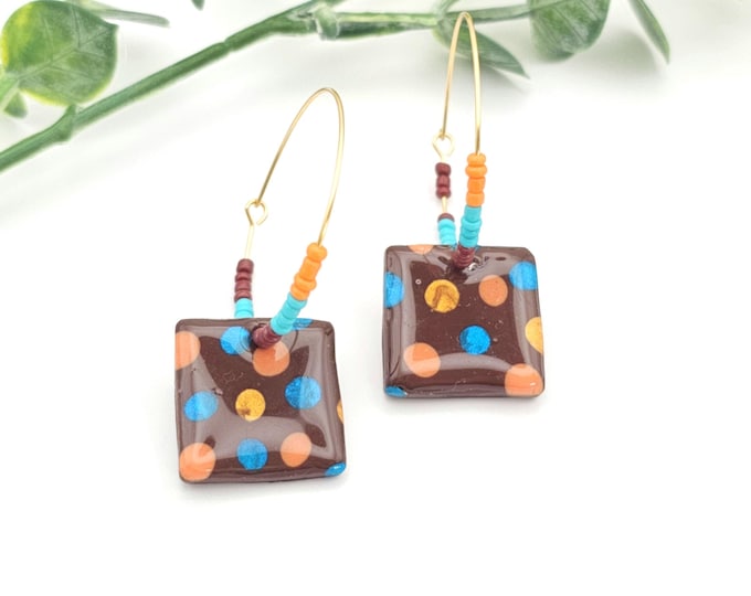 Hand-Painted Polka Dot Earrings - Unique Modern Art Jewelry | Bold, Colorful Earrings
