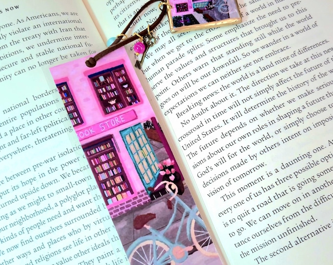 Handmade Clay Charm Bookmark, Bookstore Art, Book Lover Gift
