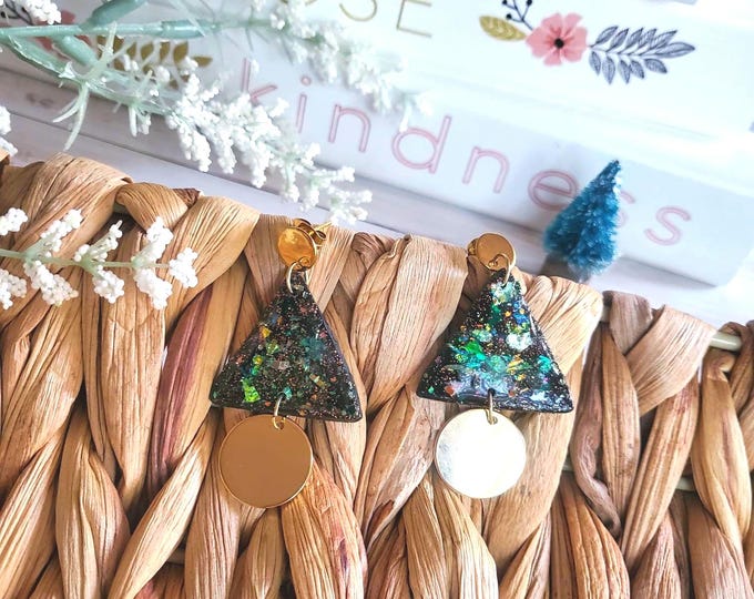 Black and colorful sparkle | Christmas earrings | polymer clay earring | handmade jewelry | handmade earring | gift for her | clay earrings