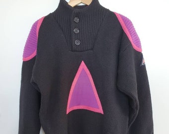 Incredible Vintage SOS Sportswear of Sweden Ski Jumper Sweater Pullover Mens Medium Wool Blend