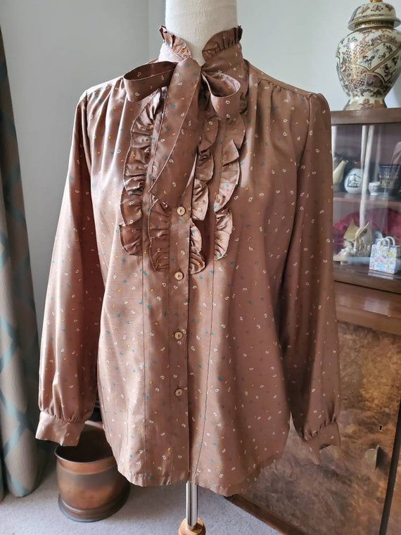Vintage Pussy Bow Blouse Madmen Office Secretary M