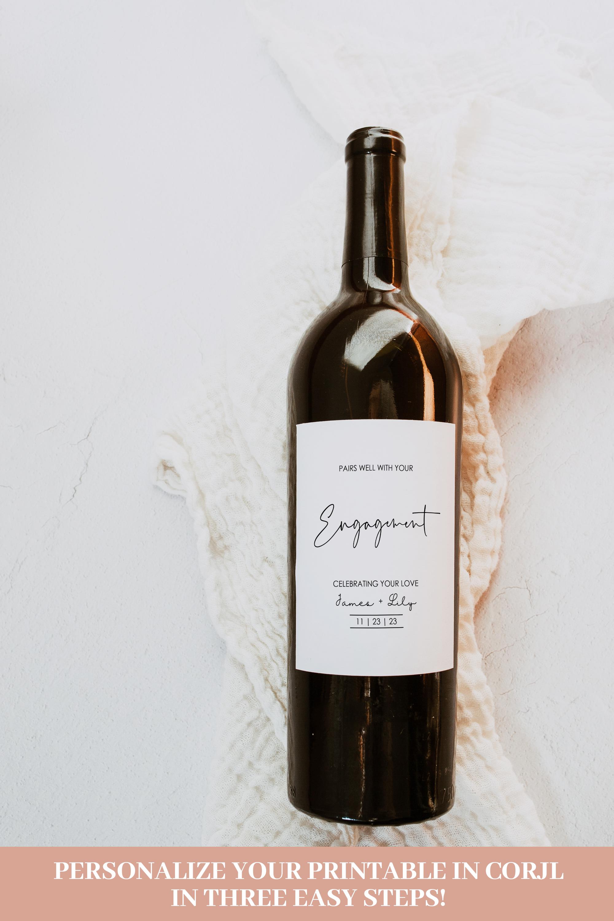 Editable Wine Bottle Label, Custom Personalized Wine Label Engagement ...