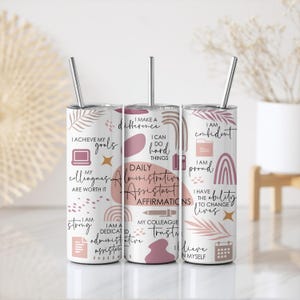 Administrative Assistant Affirmations Tumbler Wrap | Daily Affirmation Gift | 20 oz Skinny Tumbler Sublimation Wrap Design Digital PNG