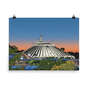 Space Mountain Außendruck | Disneys Magic Kingdom Poster | Disney Fahrten, Disney inspiriert