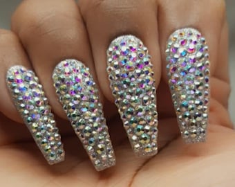 EMPIRE | Full Bling Press On Nails | Sparkly Press On Nails | Rhinestone Nails | Diamond Nails | Glue On Nails