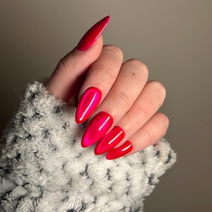 OBSESSION | Pink Velvet Press On Nails | Electric Pink Nails | Cat Eye Nails | High Quality Gel Nails | Witchy Nails | Long Nails