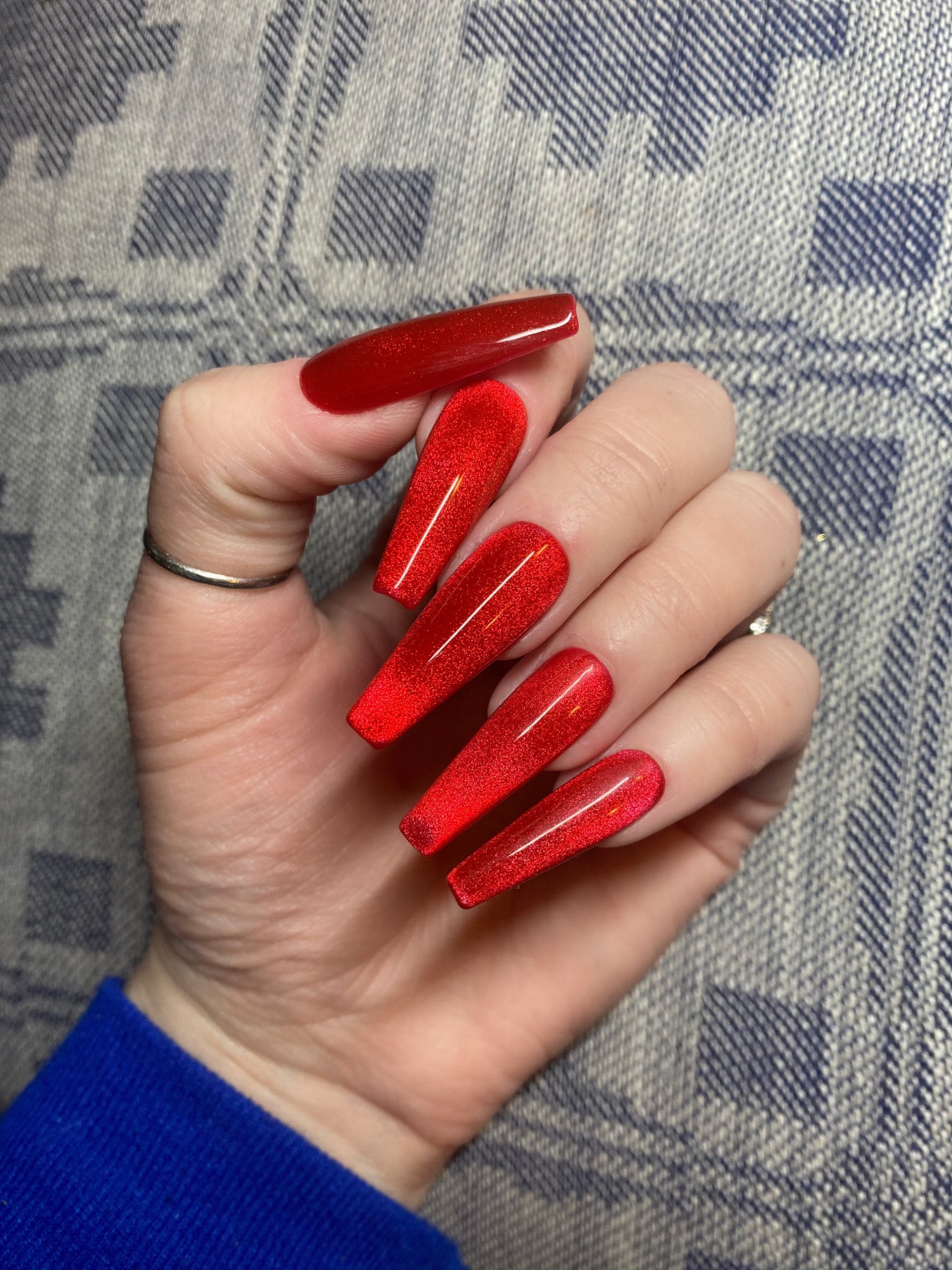 VIXEN Ruby Red Velvet Press on Nails Light Shifting Nails | Etsy