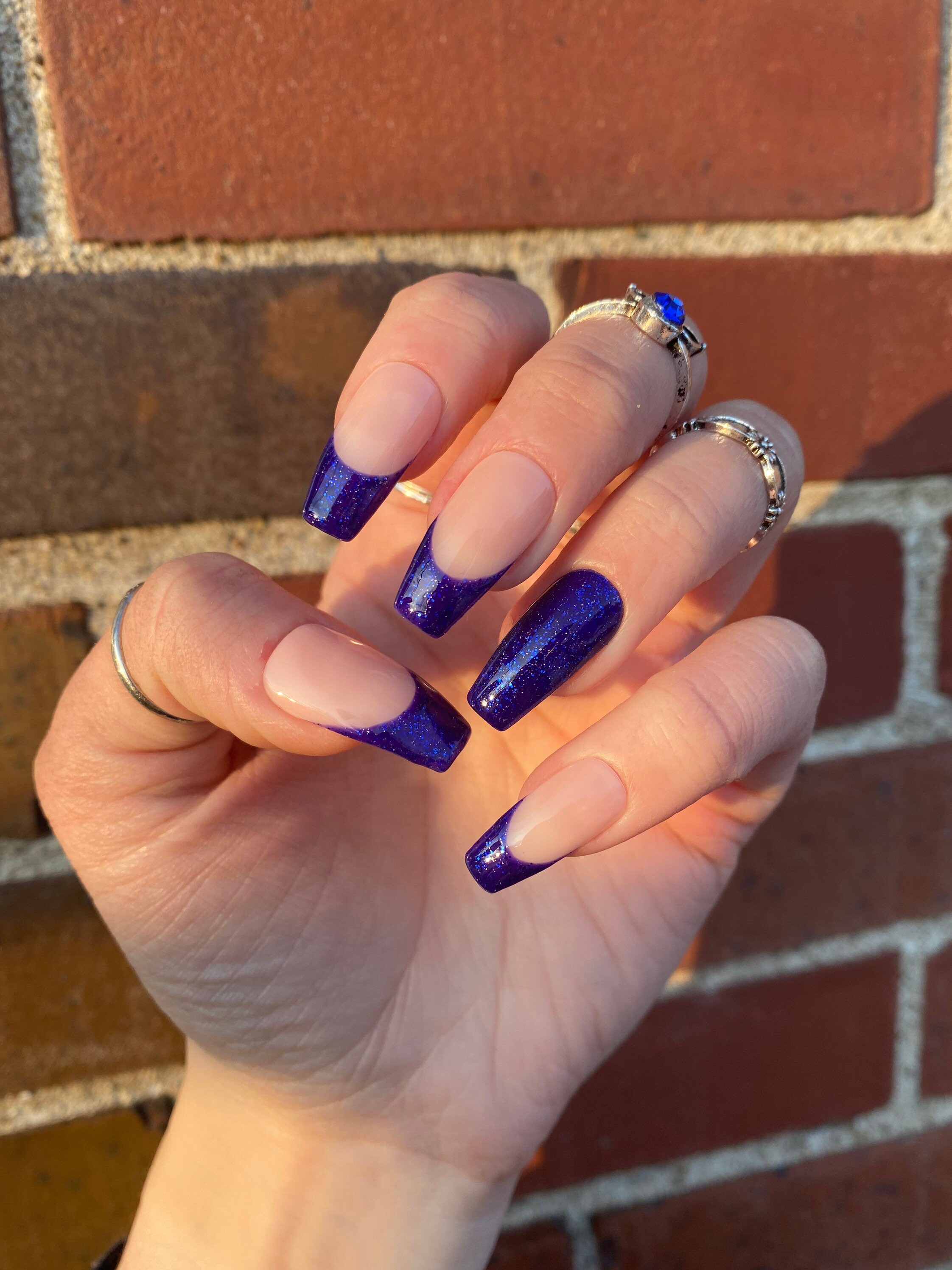 Daydream Sparkly Blue French Tip Press On Nails Blue Nails Etsy Daydream Sparkly Blue French Tip Press On Nails Blue Nails Etsy