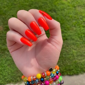 TANGERINE - Orange Ultra Neon Press On Nails | Neon Nails | Orange Press Ons | Glue On Nails